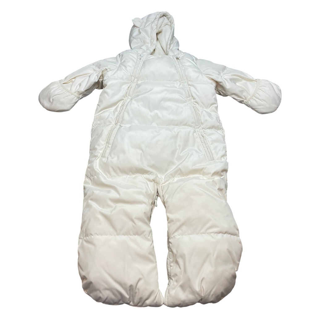 Baby GAP Cold Control Bundler‎ Snowsuit Size 3-6M Ivory Hooded Fleece Lined